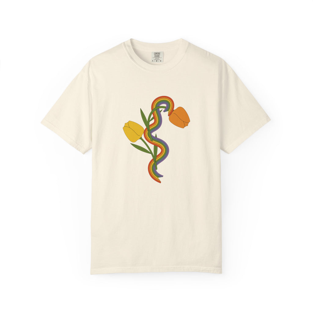 Rainbow Snake & Tulips Graphic T-Shirt