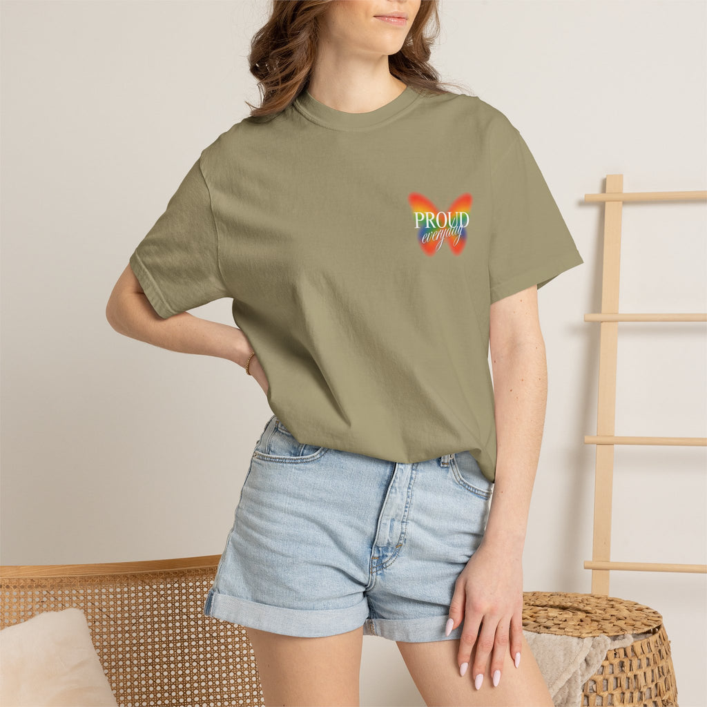 Pride Butterfly T-Shirt — Rainbow "Proud" Graphic Tee