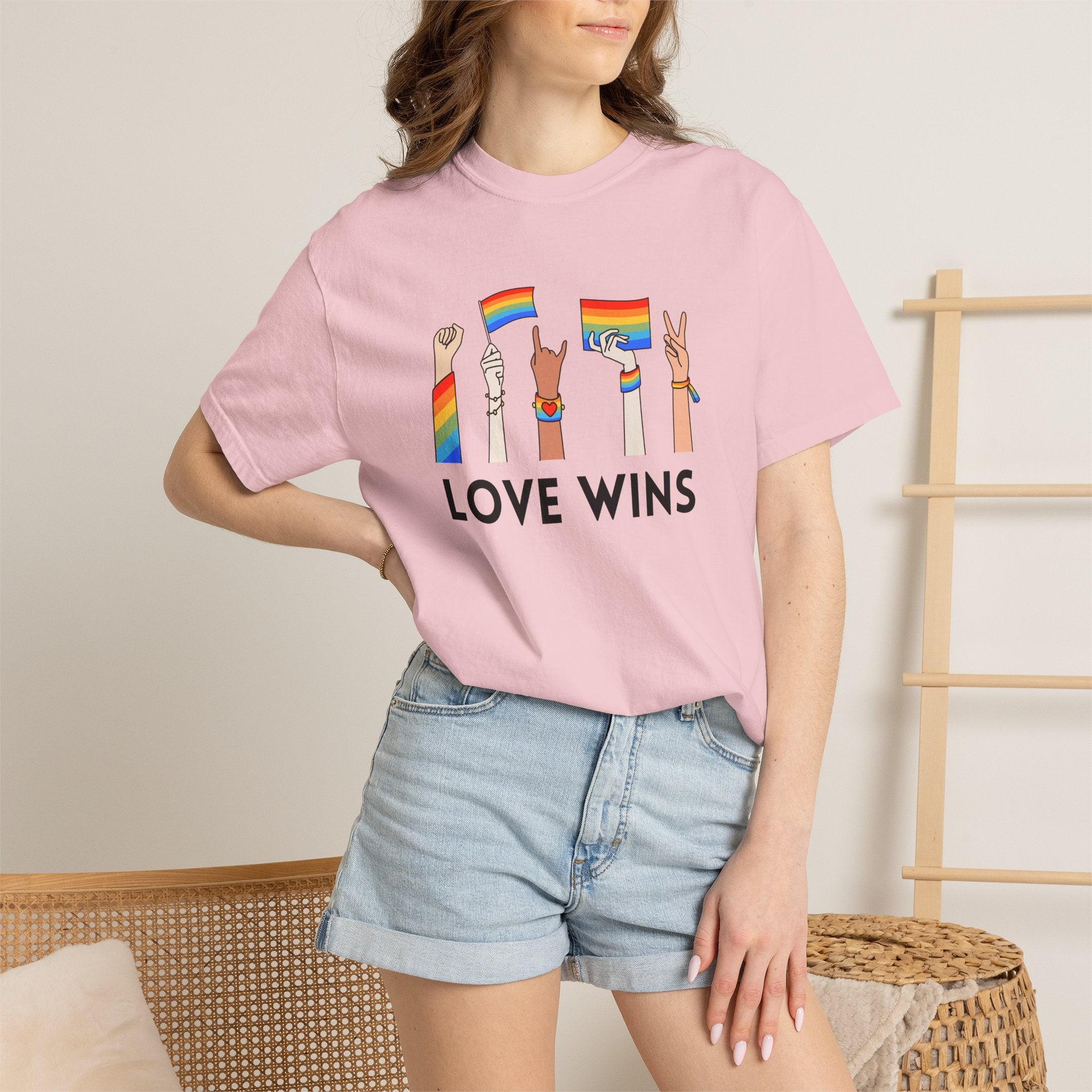 Love Wins T-Shirt — Rainbow Pride Hands Graphic Tee