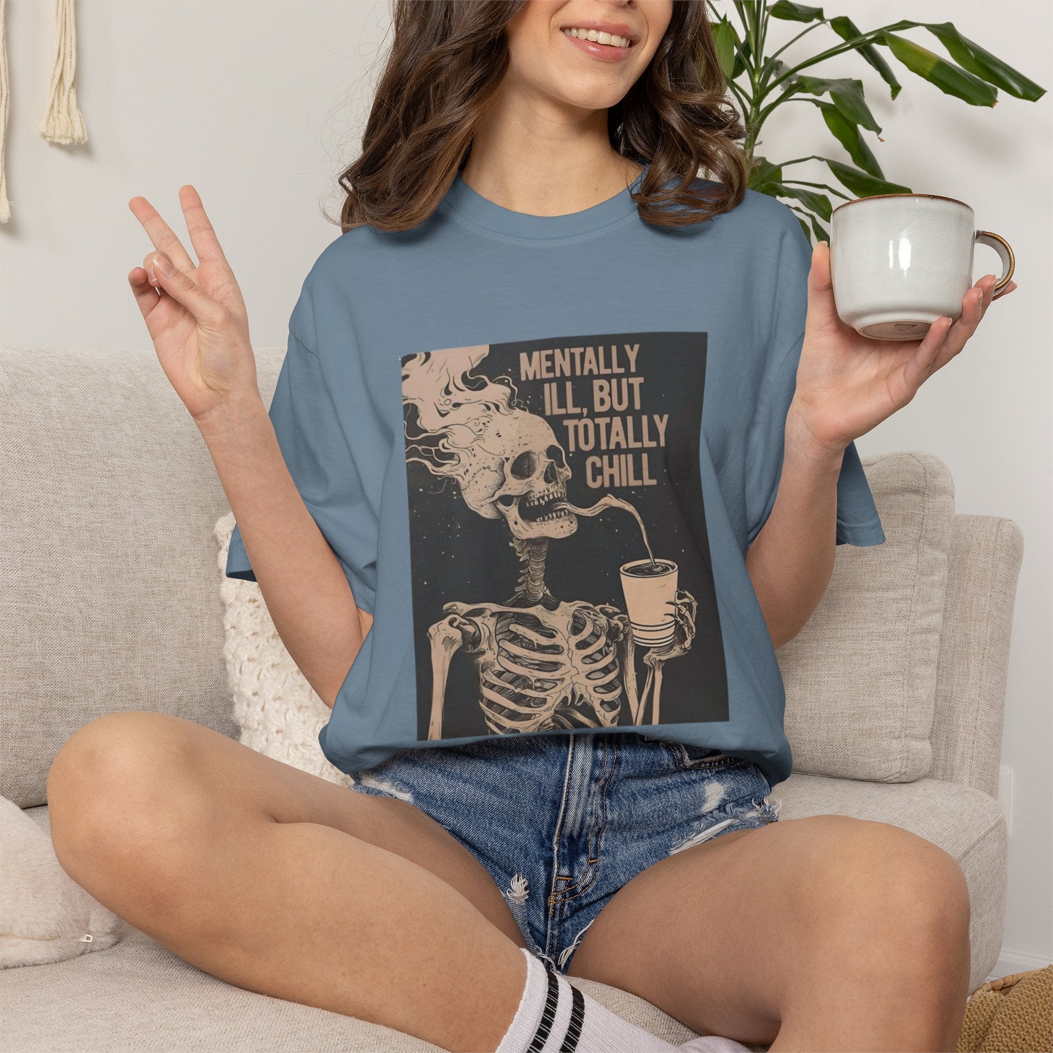 Mentally Ill But Totally Chill Skeleton T-Shirt