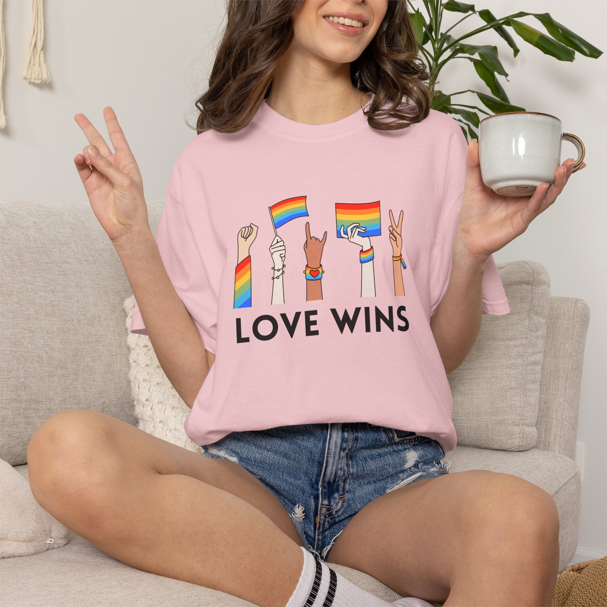 Love Wins T-Shirt — Rainbow Pride Hands Graphic Tee