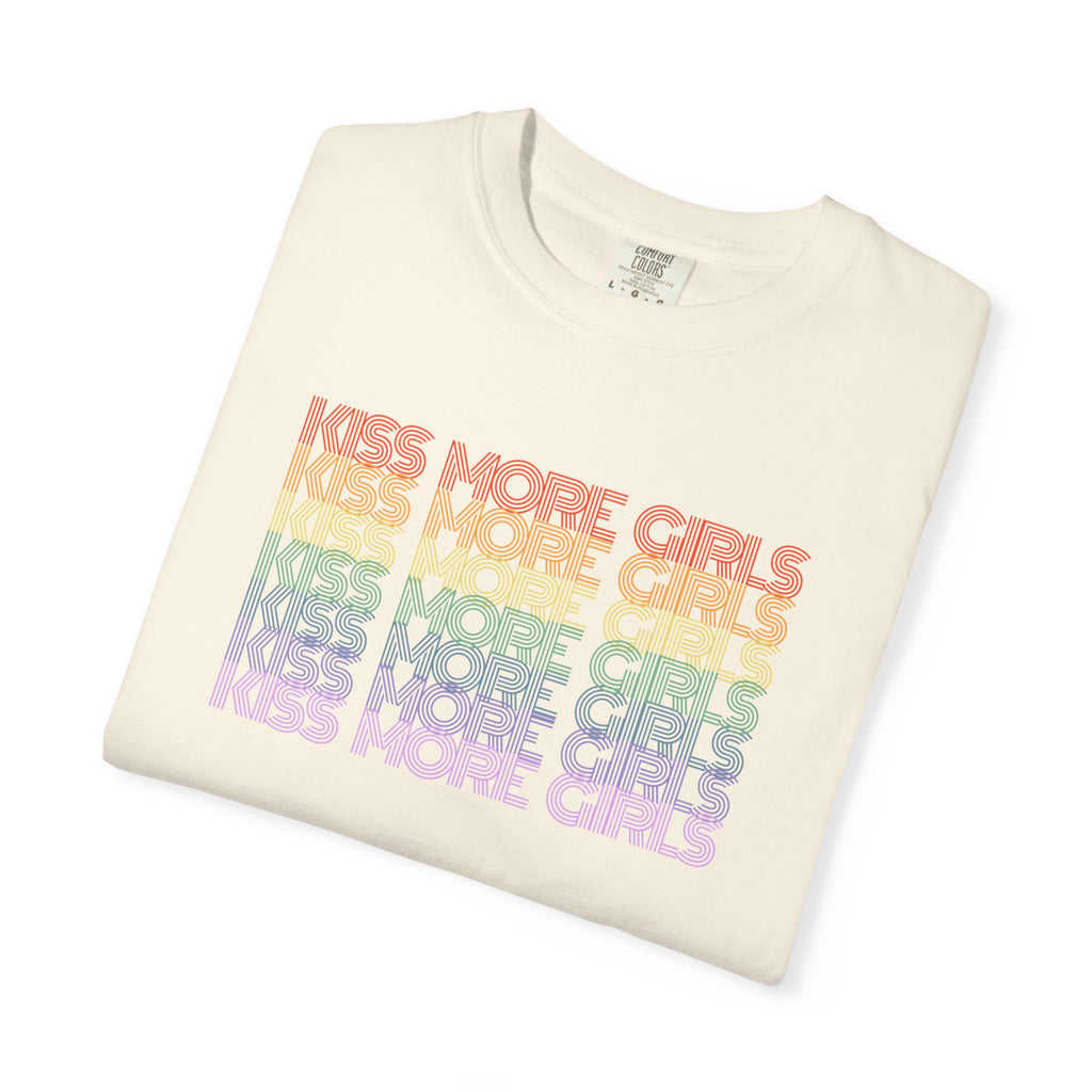 Kiss More Girls Rainbow Graphic T-Shirt