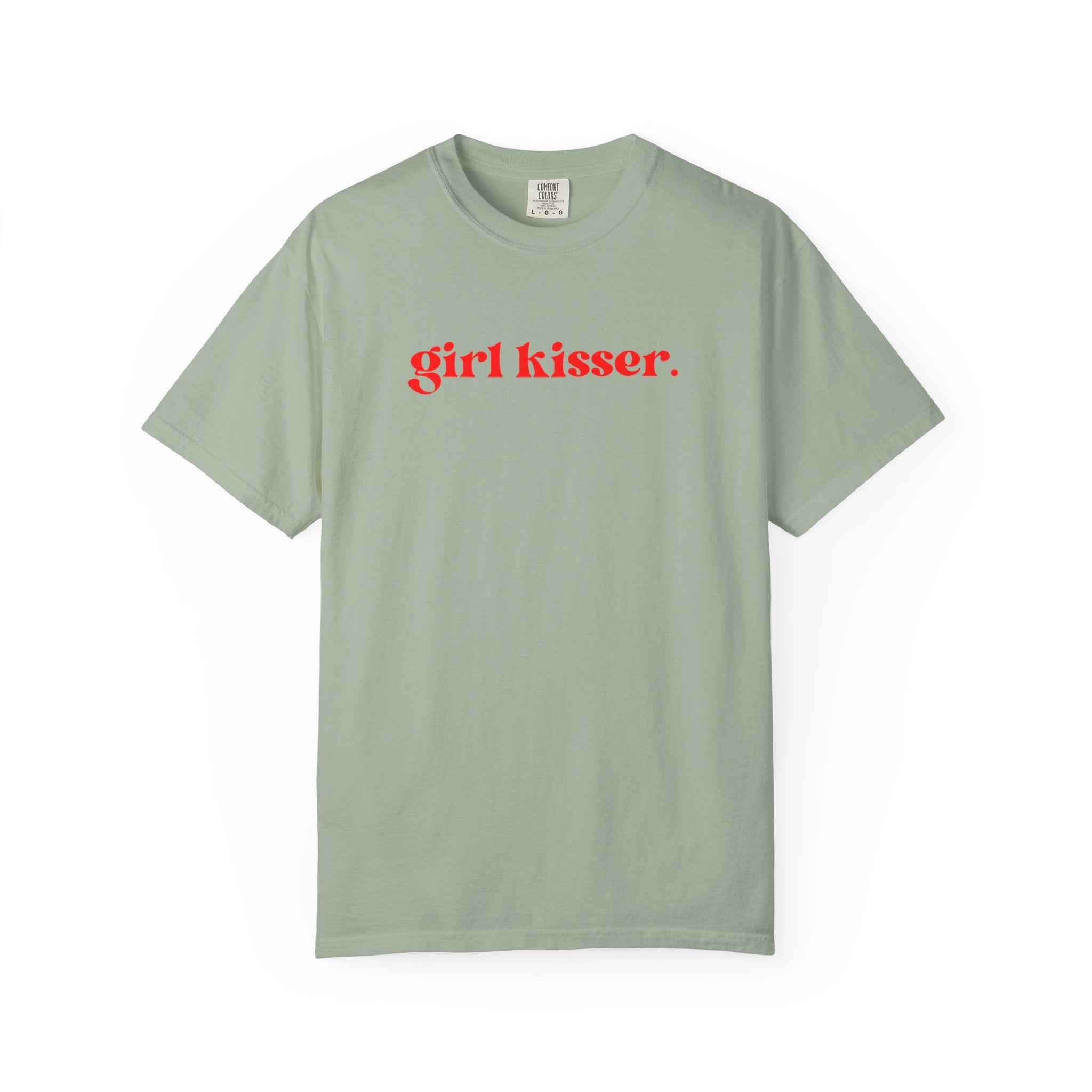 Girl Kisser T‑Shirt — White Tee with Red Script