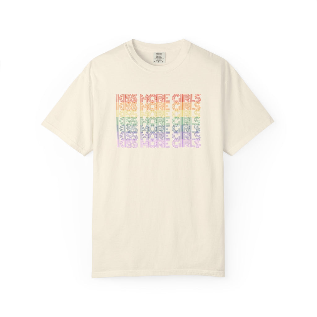 Kiss More Girls Rainbow Graphic T-Shirt