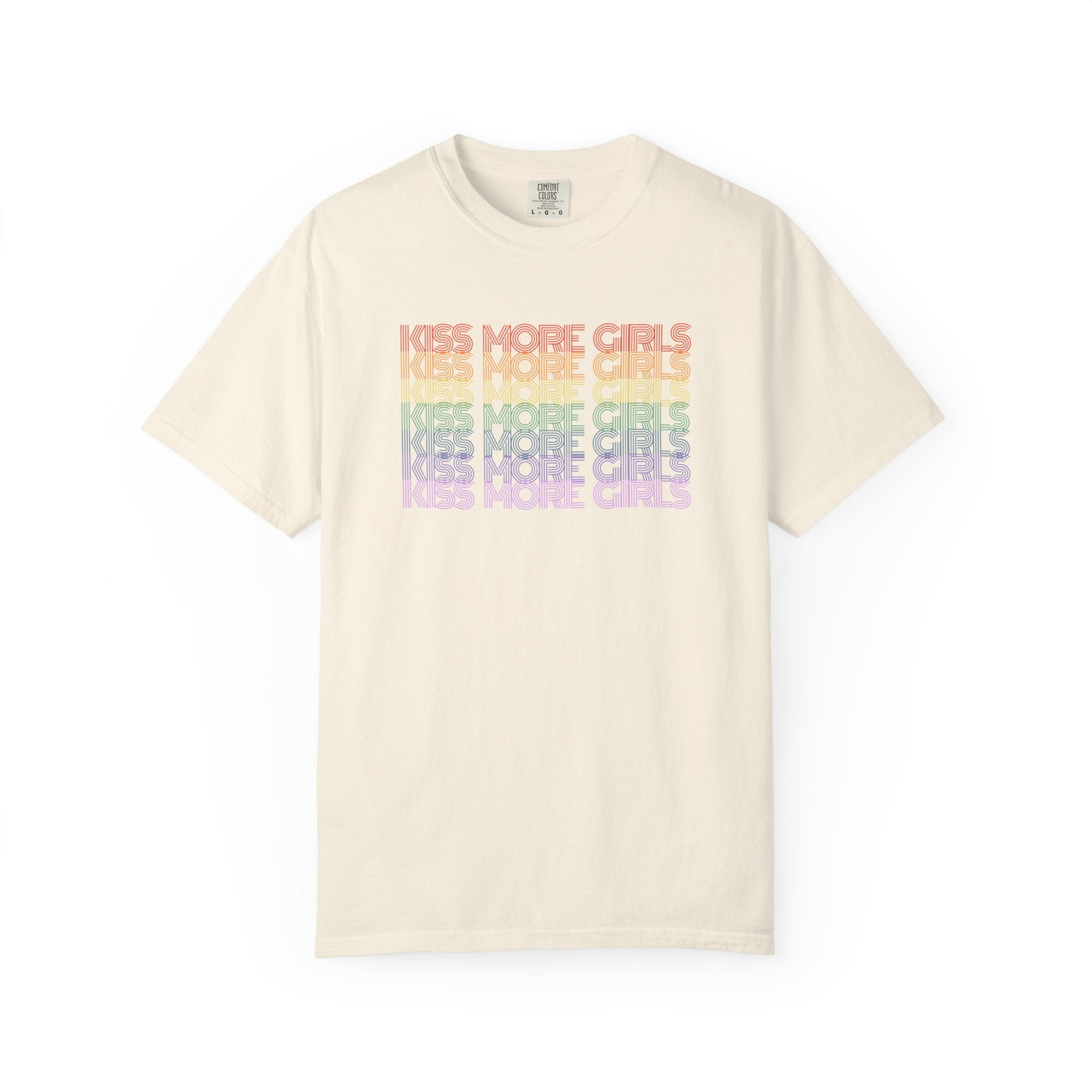 Kiss More Girls Rainbow Graphic T-Shirt