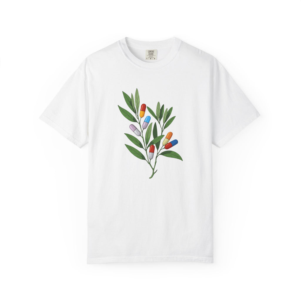 Botanical Floral Tee — Colorful Leaf & Bud Illustration T-Shirt