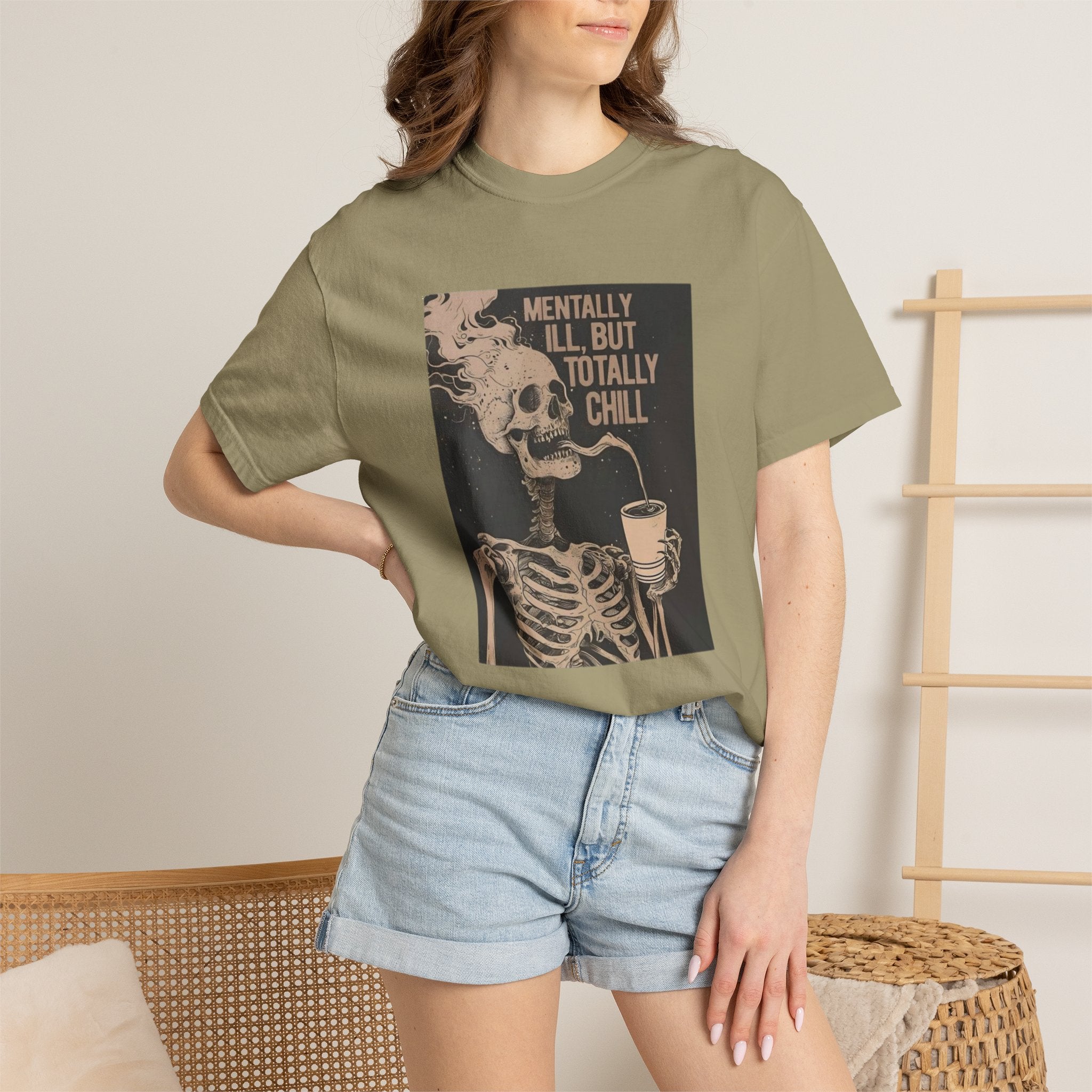 Mentally Ill But Totally Chill Skeleton T-Shirt