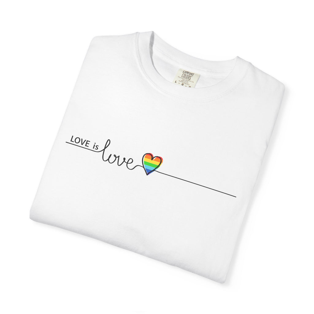 Love is Love T-Shirt — Minimal Rainbow Heart Pride Tee