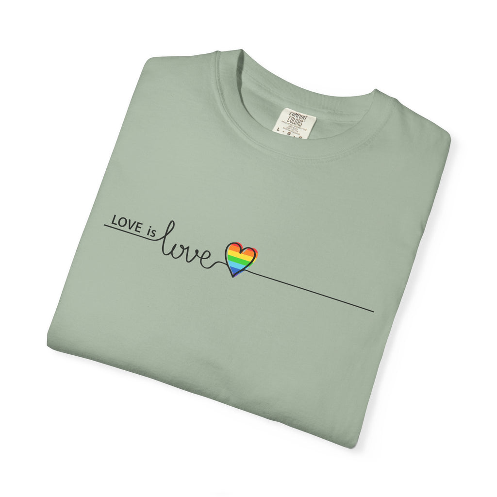 Love is Love T-Shirt — Minimal Rainbow Heart Pride Tee