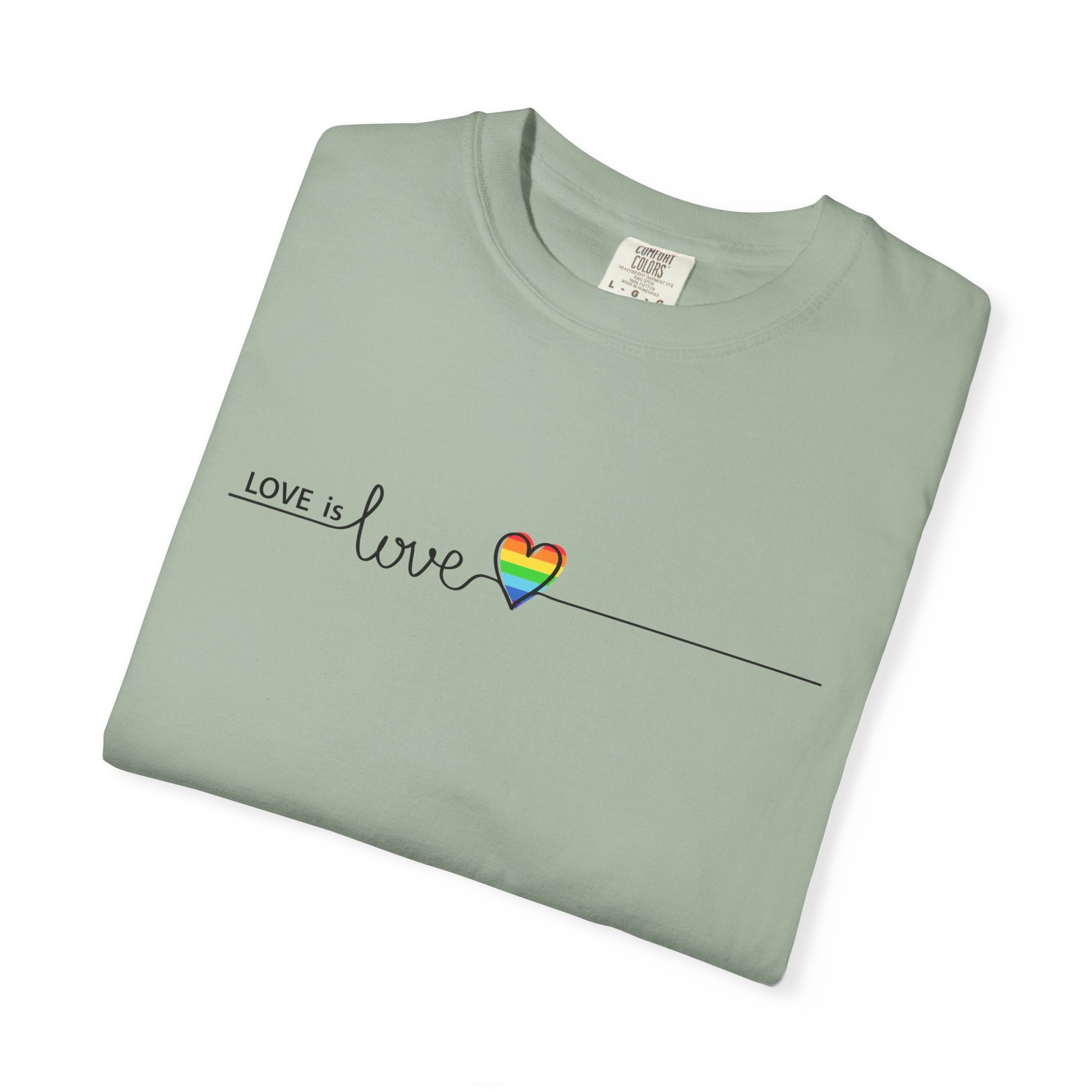 Love is Love T-Shirt — Minimal Rainbow Heart Pride Tee